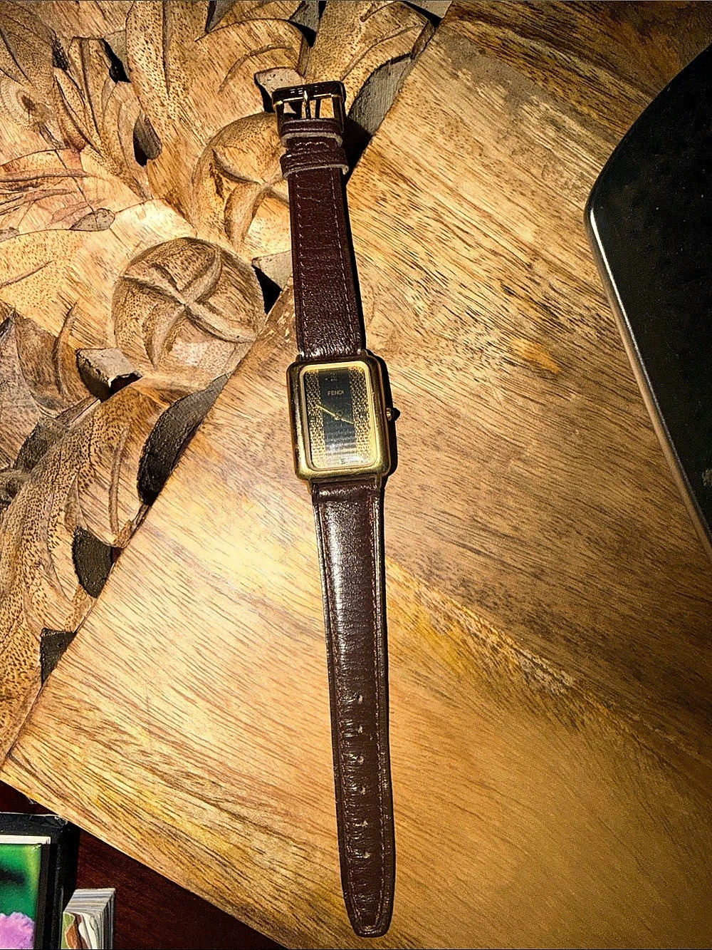 Fendi Brown Leather-Style Watch